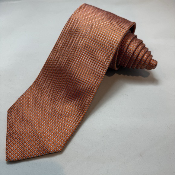 Seaward & Stearn Other - Seaward & Stearn Silk Tie Orange Light Blue Geometric Handmade England Luxury